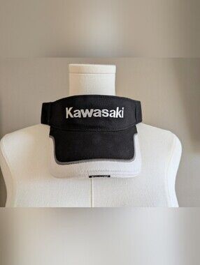 Kawasaki Jet Ski Logo Embroidered Black & White Adjustable Sun Visor Hat